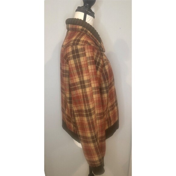 Women’s Relativity BROWN Plaid Lined Full Zip Wool Blend Jacket Pockets Sz Large - Picture 5 of 10